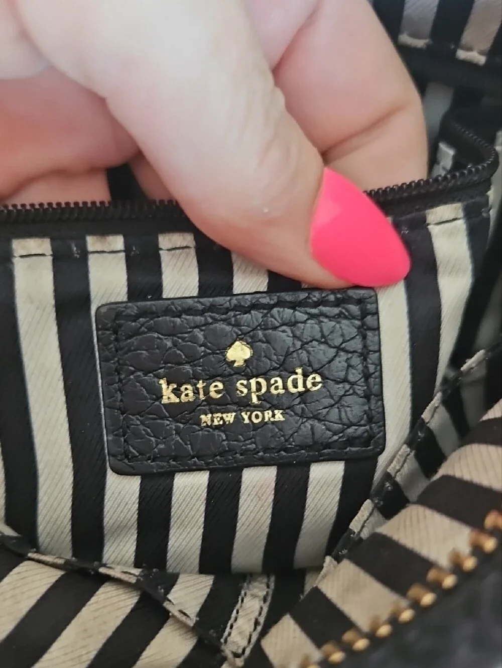 kate spade Black Pebbled Leather Crossbody Shoulder Bag with Gold Logo